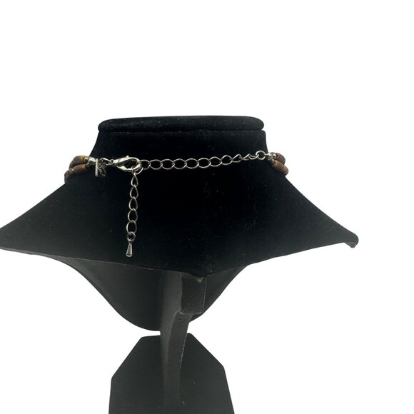 Cookie Lee Beaded Necklace With Silver Tone Rectangular Pendant - Picture 4 of 6